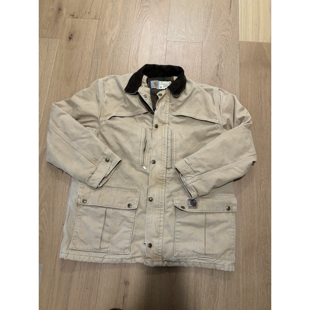 Vintage Carhartt Jacket Mens Medium Tan Blanket Lined CB2595 Barn Chore USA